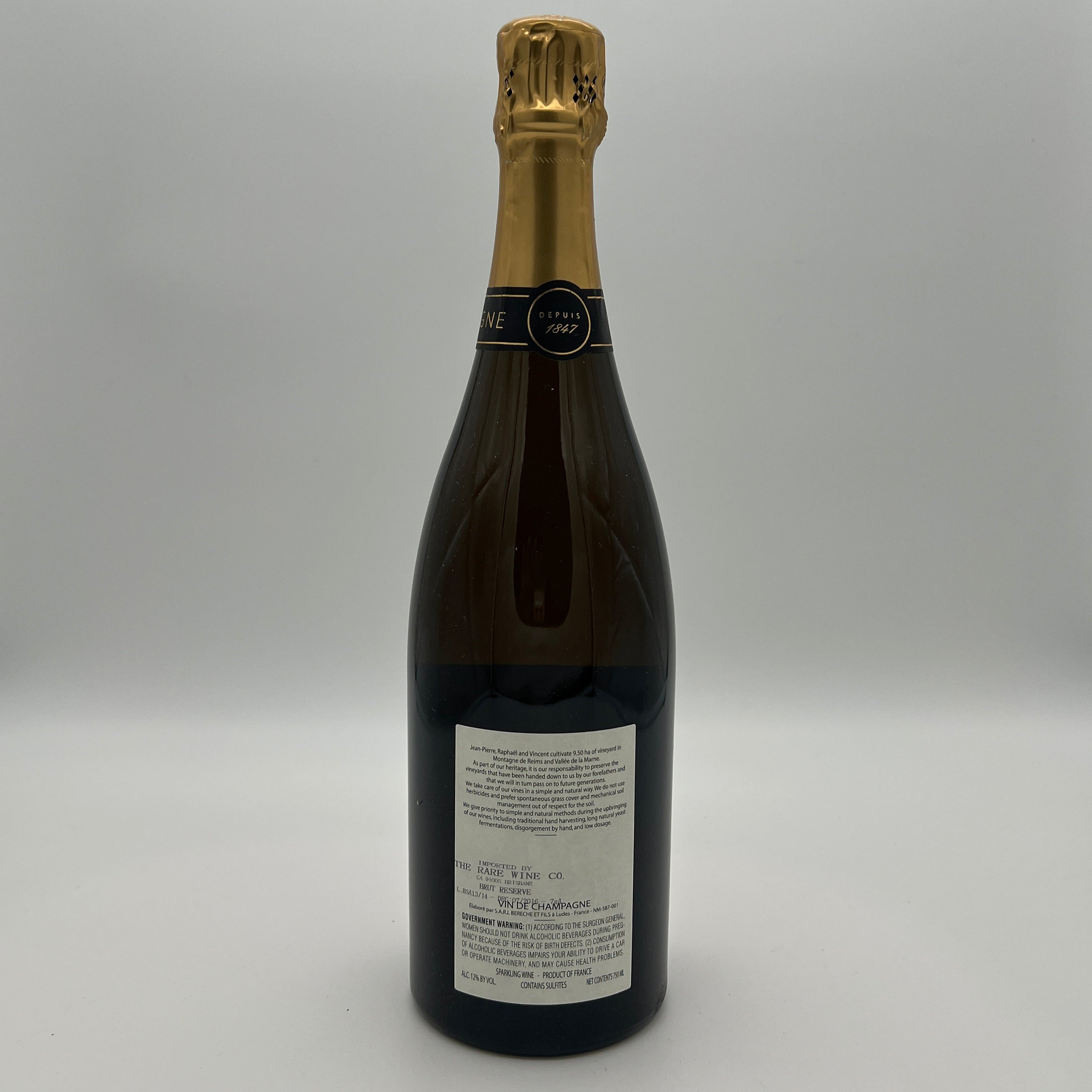 2013 /14 Bereche et Fils Brut Reserve, Champagne, France NV (L:BSA13/14 Dis. 7/2016 Dos. 7g/l)