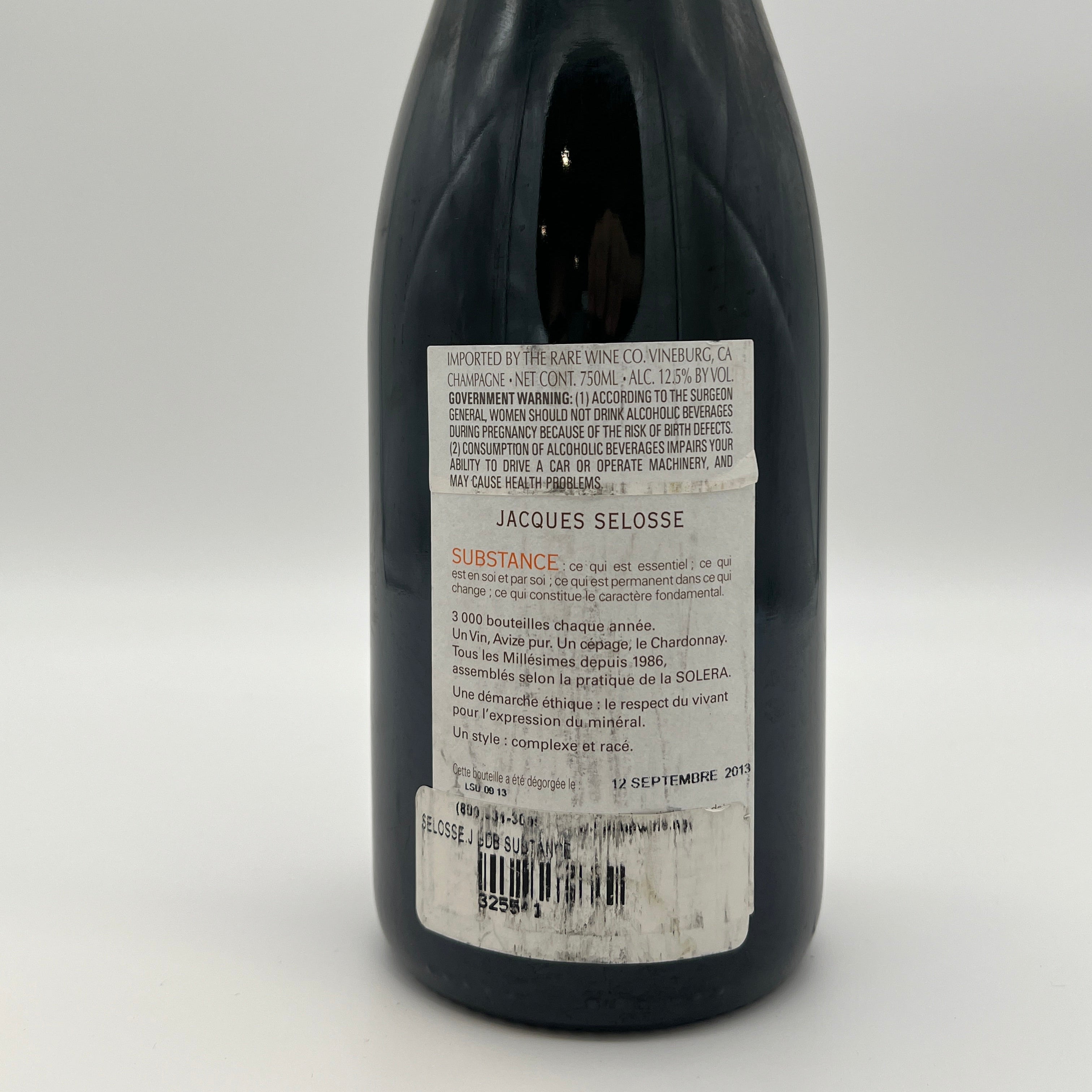 Jacques Selosse Substance Blanc de Blancs Grand Cru Brut, Champagne, France (Dis. 9/12/13)