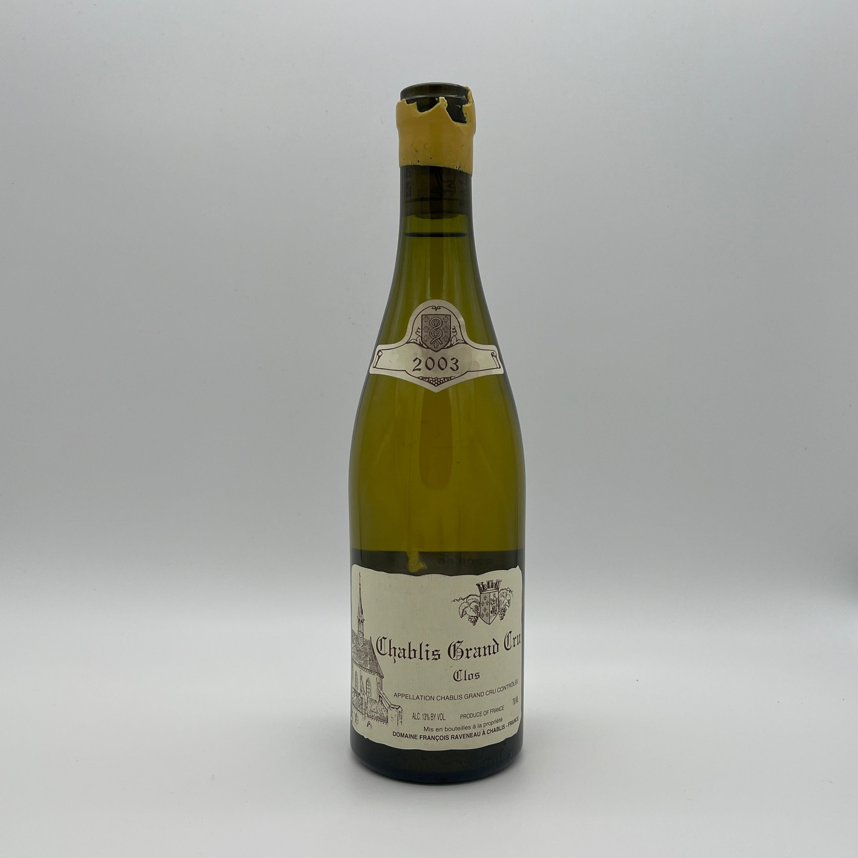 2003 Domaine Francois Raveneau Les Clos, Chablis Grand Cru, France (chipped wax, slight stain)